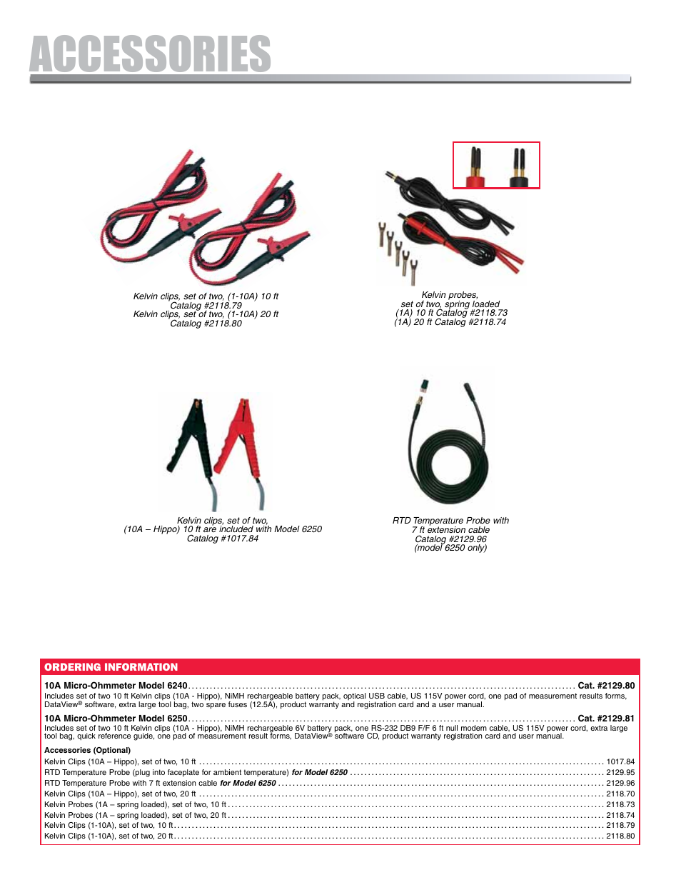 Accessories, Ordering information | Atec AEMC-6240-6250 User Manual | Page 8 / 9