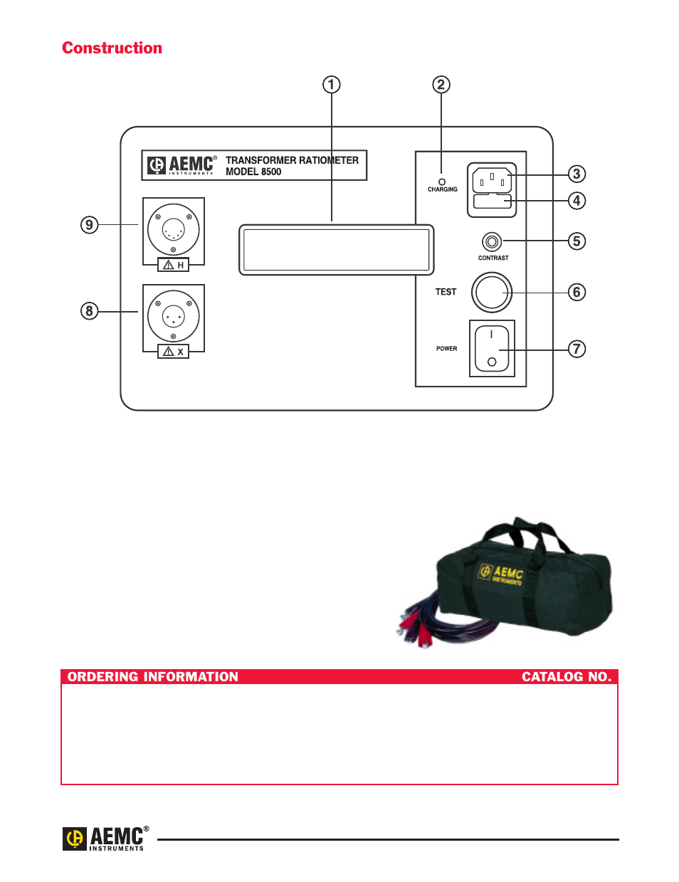 Construction, Ordering information, Ordering information catalog no | Atec AEMC-DTR-8500 User Manual | Page 4 / 5