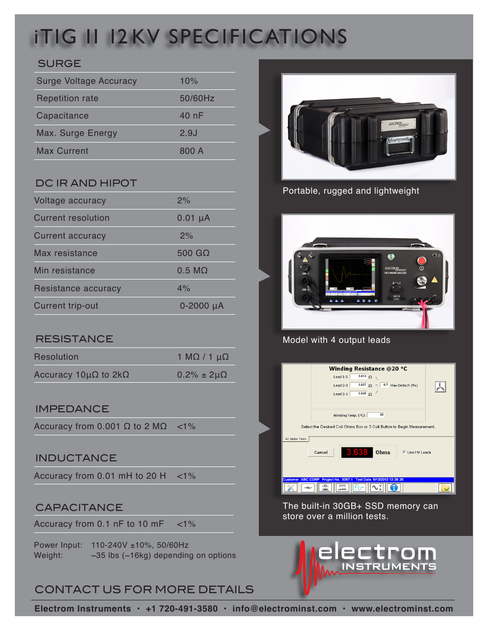 Itig ii 12 kv spec ifications | Atec Electrom-iTIGII Series User Manual | Page 6 / 6