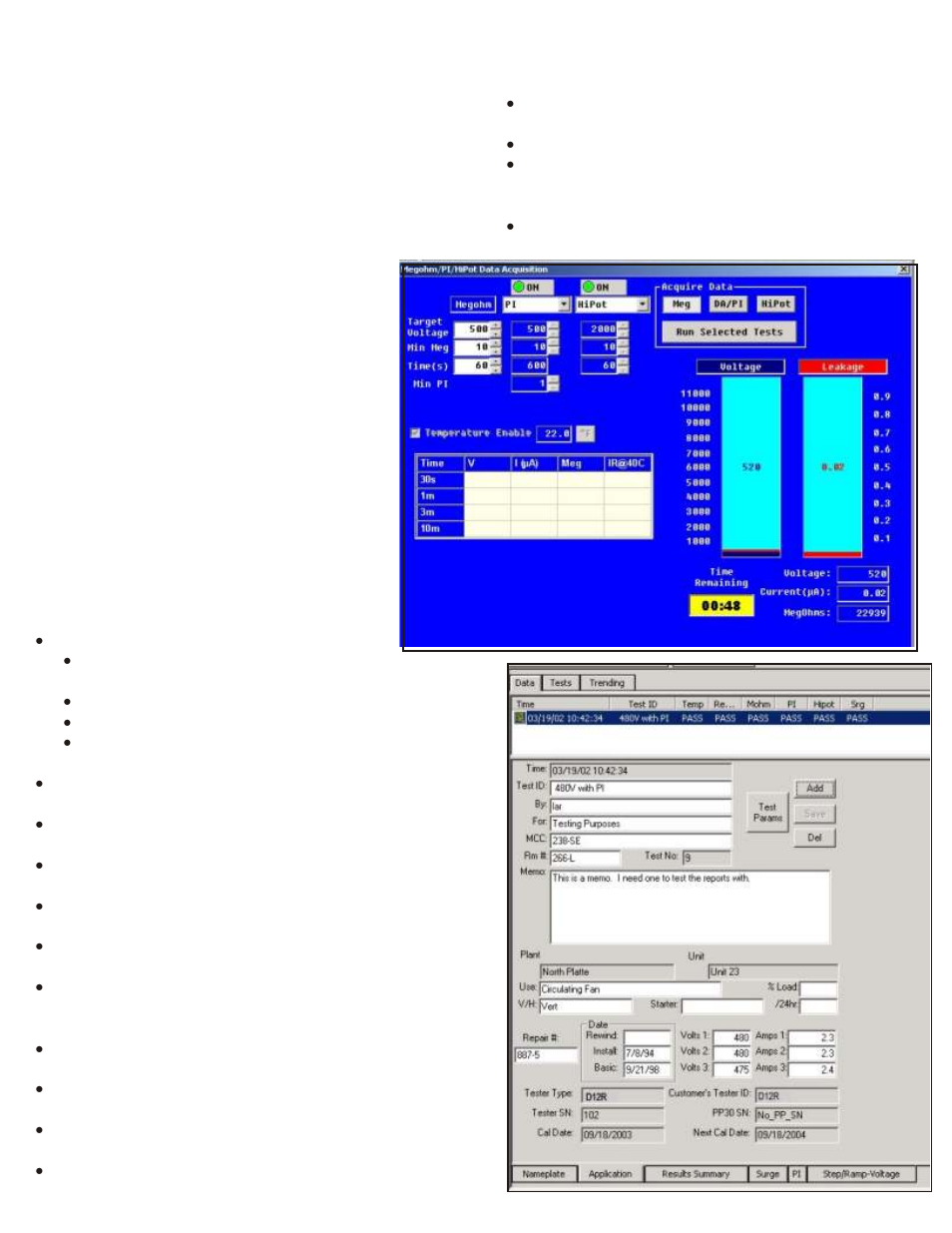 Digital mta software - mta for windows, Options features | Baker D12R User Manual | Page 3 / 4