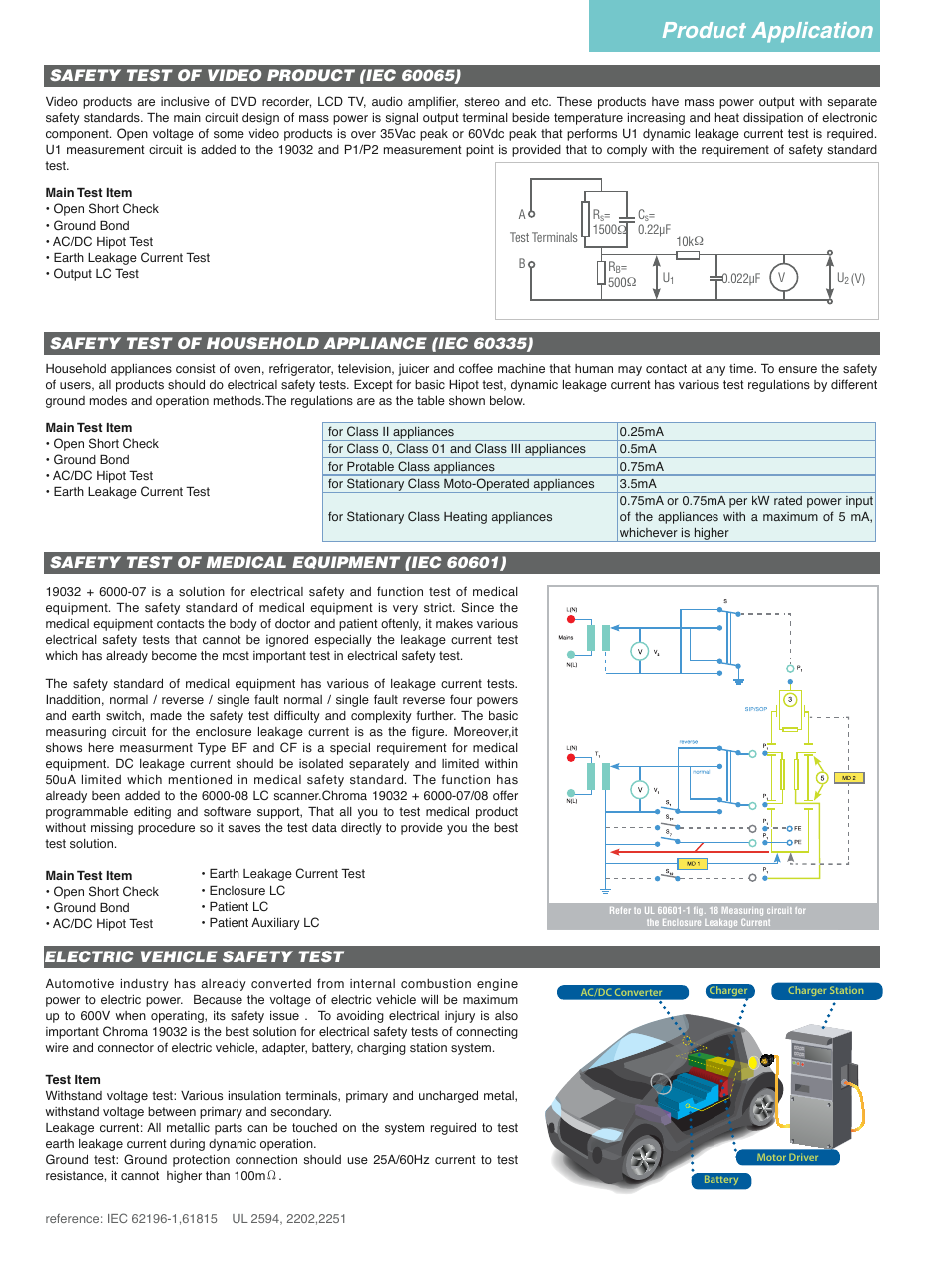 Product application, Electric vehicle safety test | Atec Chroma-19032 User Manual | Page 5 / 8