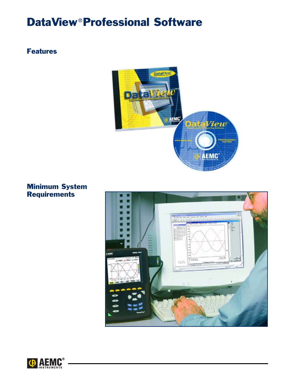 Dataview®professional software, Dataview, Professional software | Features, Minimum system requirements | Atec AEMC-3945 User Manual | Page 7 / 13