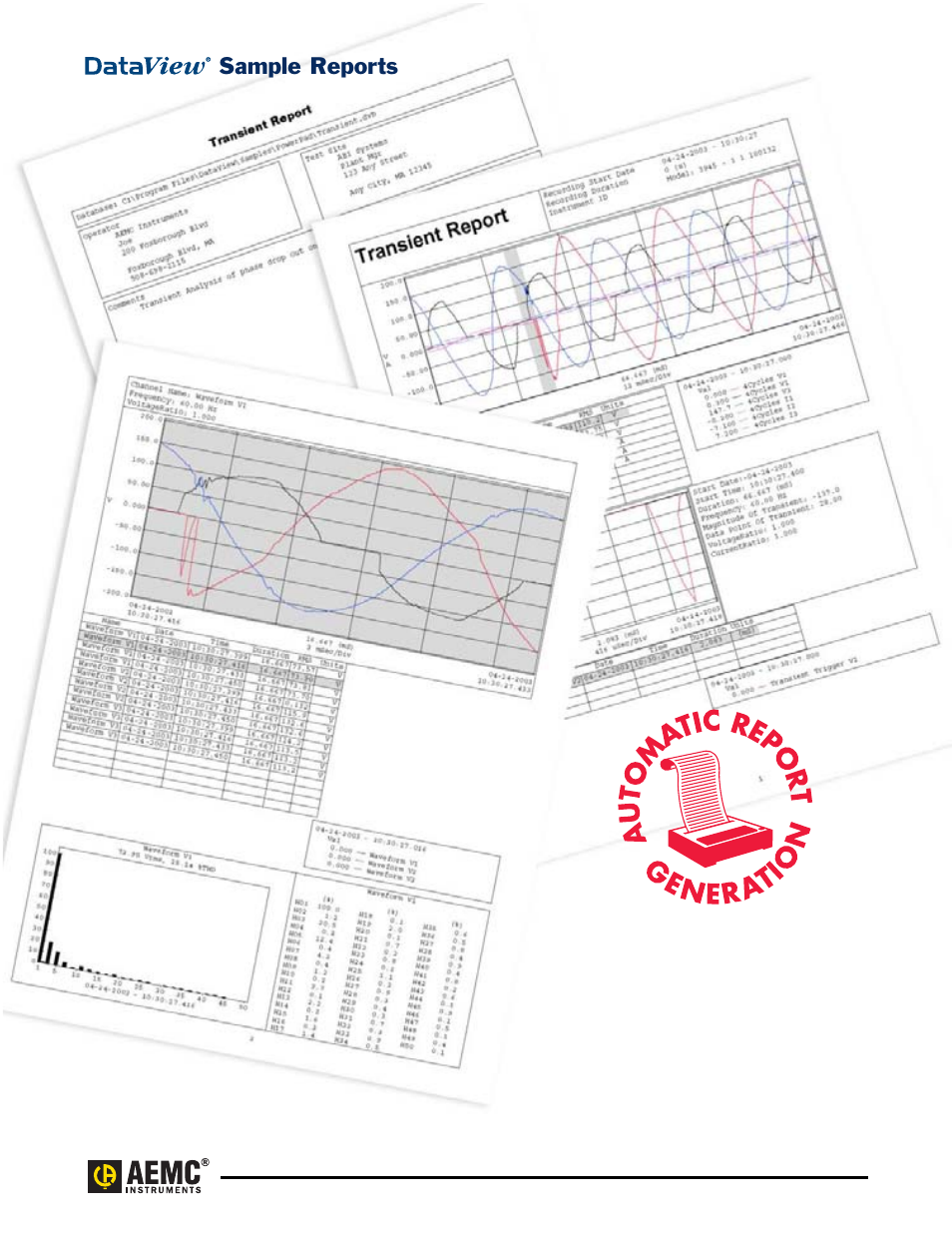 Dataview® sample reports, Sample reports | Atec AEMC-3945 User Manual | Page 9 / 13