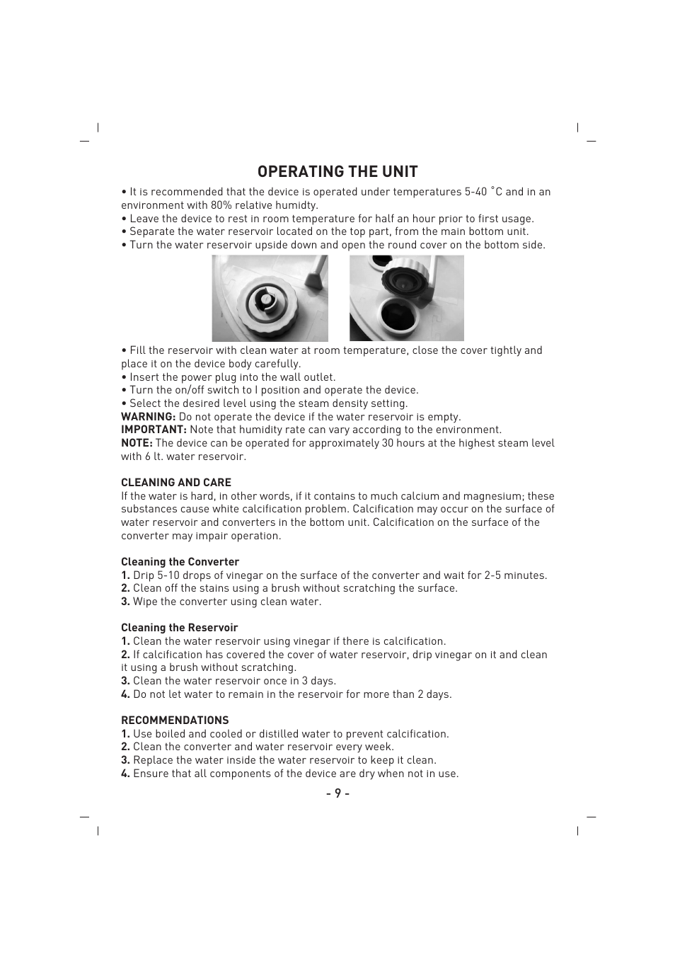 Operating the unit | SINBO SAH 6101 User Manual | Page 10 / 48