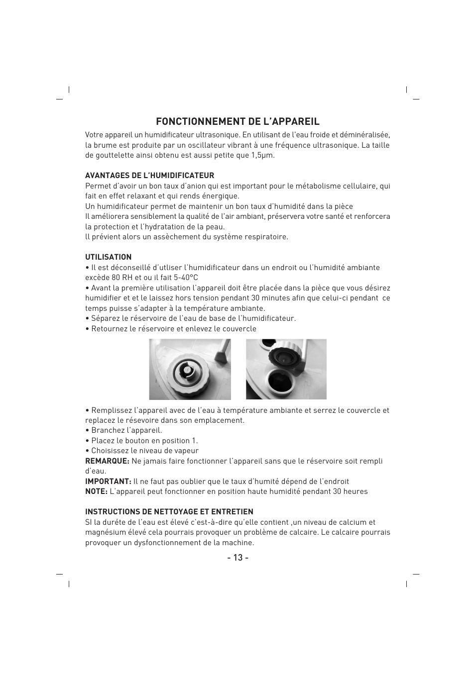Fonctionnement de l’appareil | SINBO SAH 6101 User Manual | Page 14 / 48