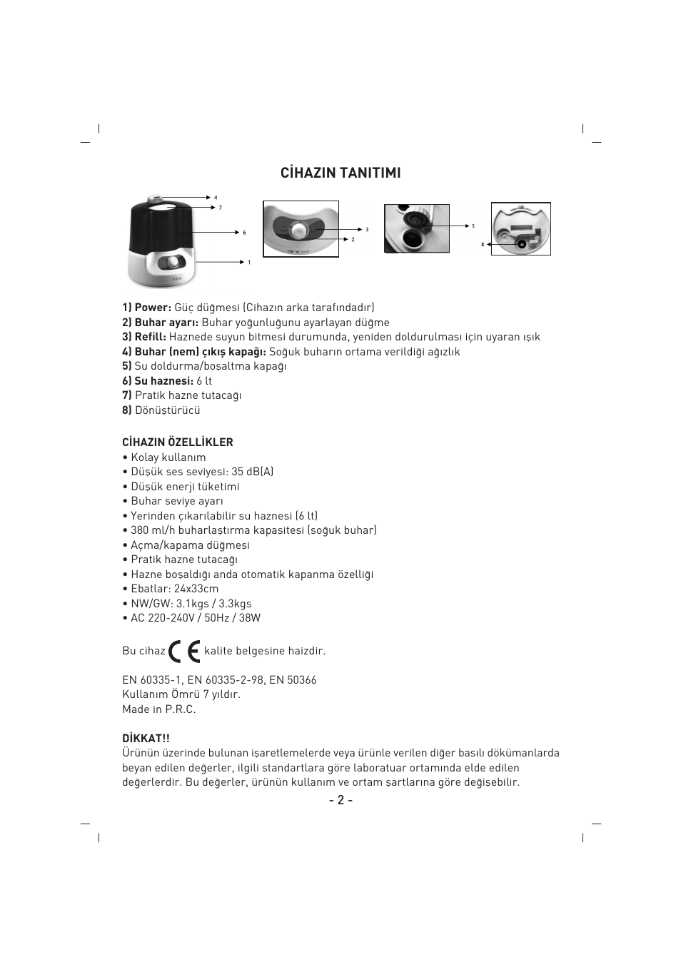 C‹hazin tanitimi | SINBO SAH 6101 User Manual | Page 3 / 48