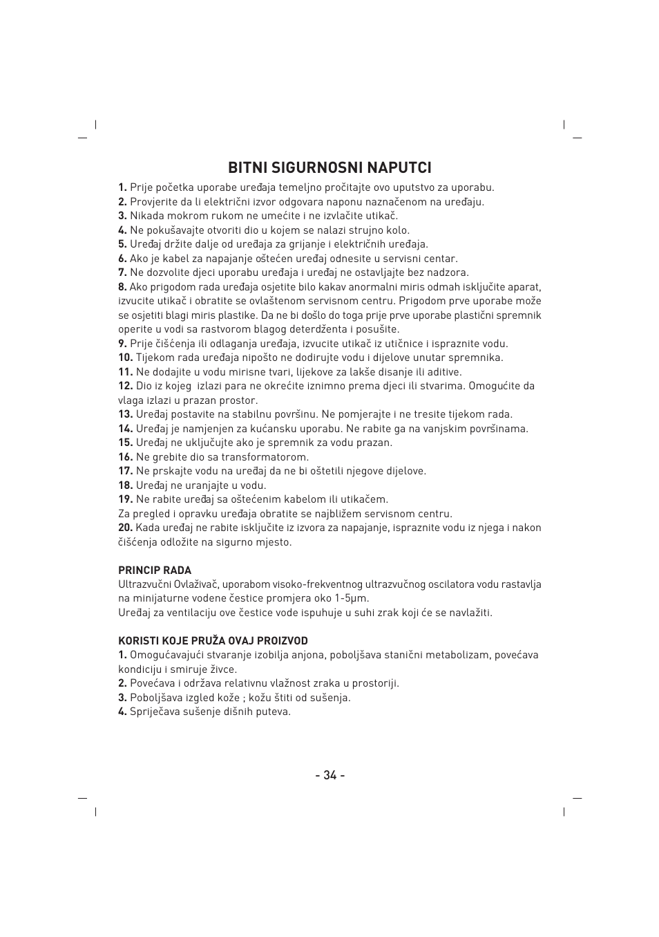Bitni sigurnosni naputci | SINBO SAH 6101 User Manual | Page 35 / 48