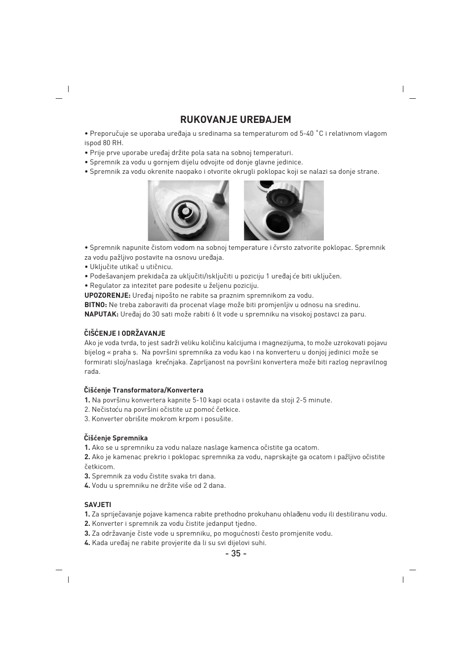 Rukovanje ure– dajem | SINBO SAH 6101 User Manual | Page 36 / 48