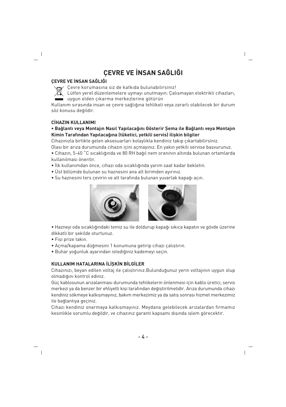 Çevre ve ‹nsan sa⁄li⁄i | SINBO SAH 6101 User Manual | Page 5 / 48