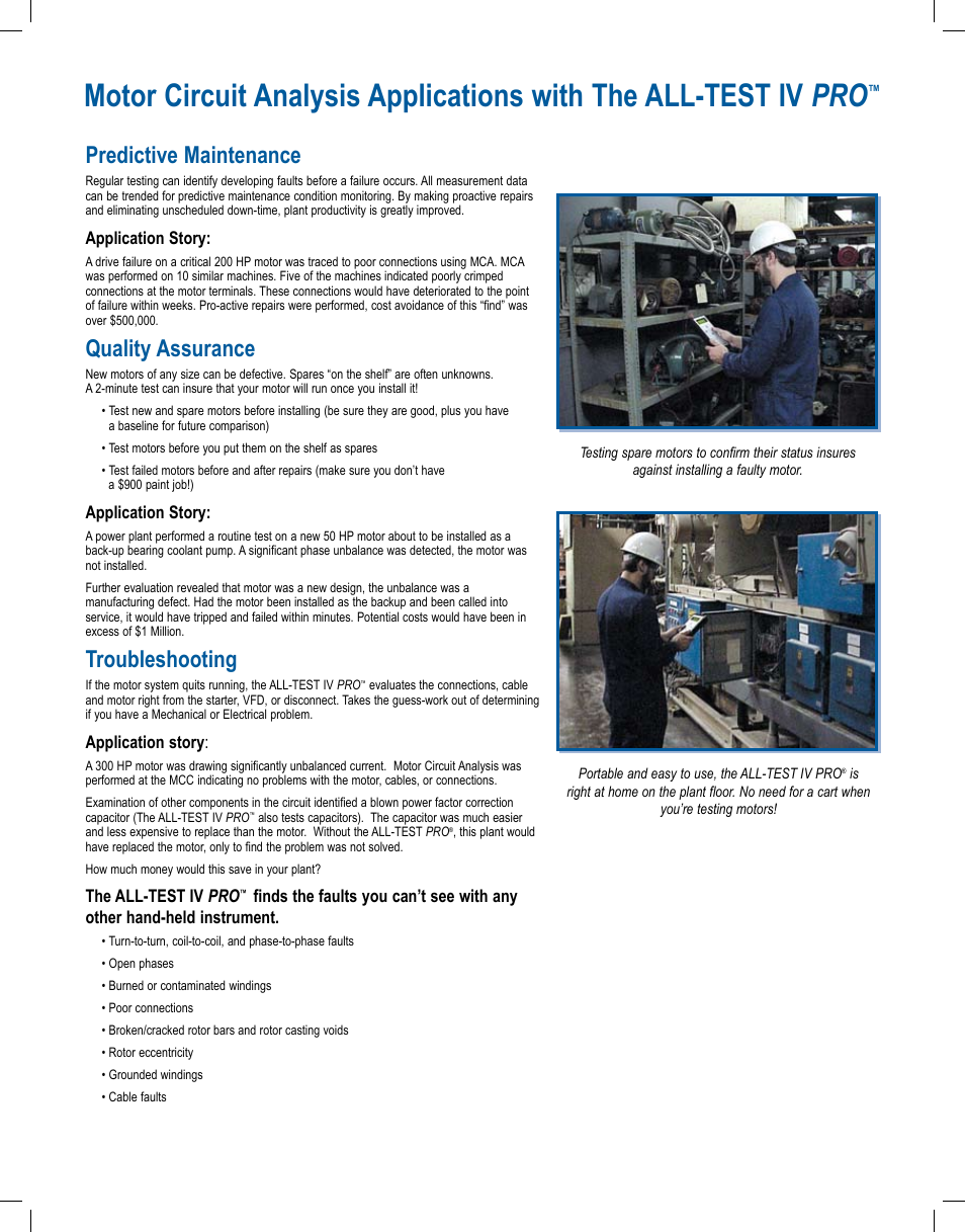 Predictive maintenance, Quality assurance, Troubleshooting | Atec All-Test-IV-Pro User Manual | Page 2 / 6