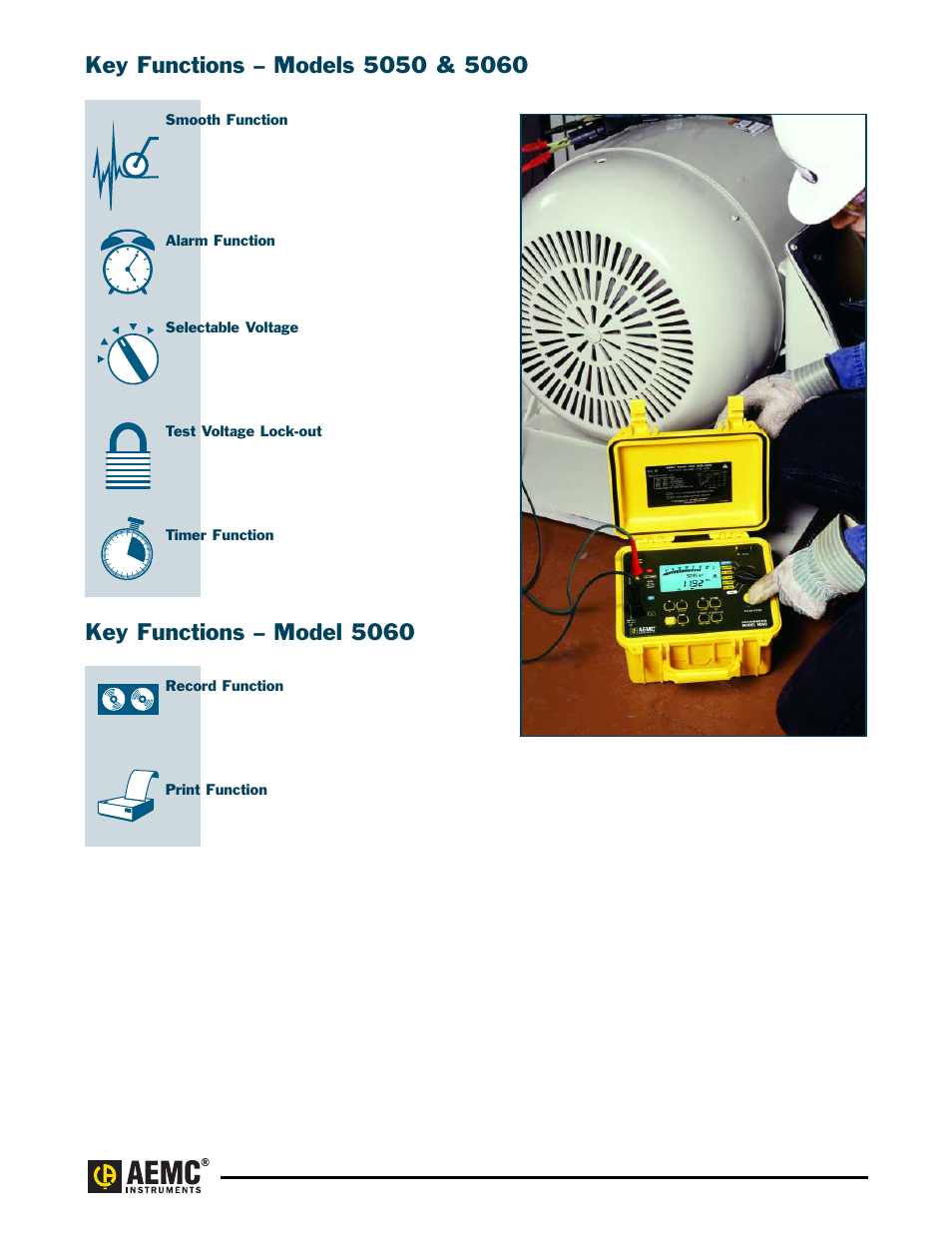 Key functions, Key functions – model 5060 | Atec AEMC-5050-5060 User Manual | Page 3 / 10