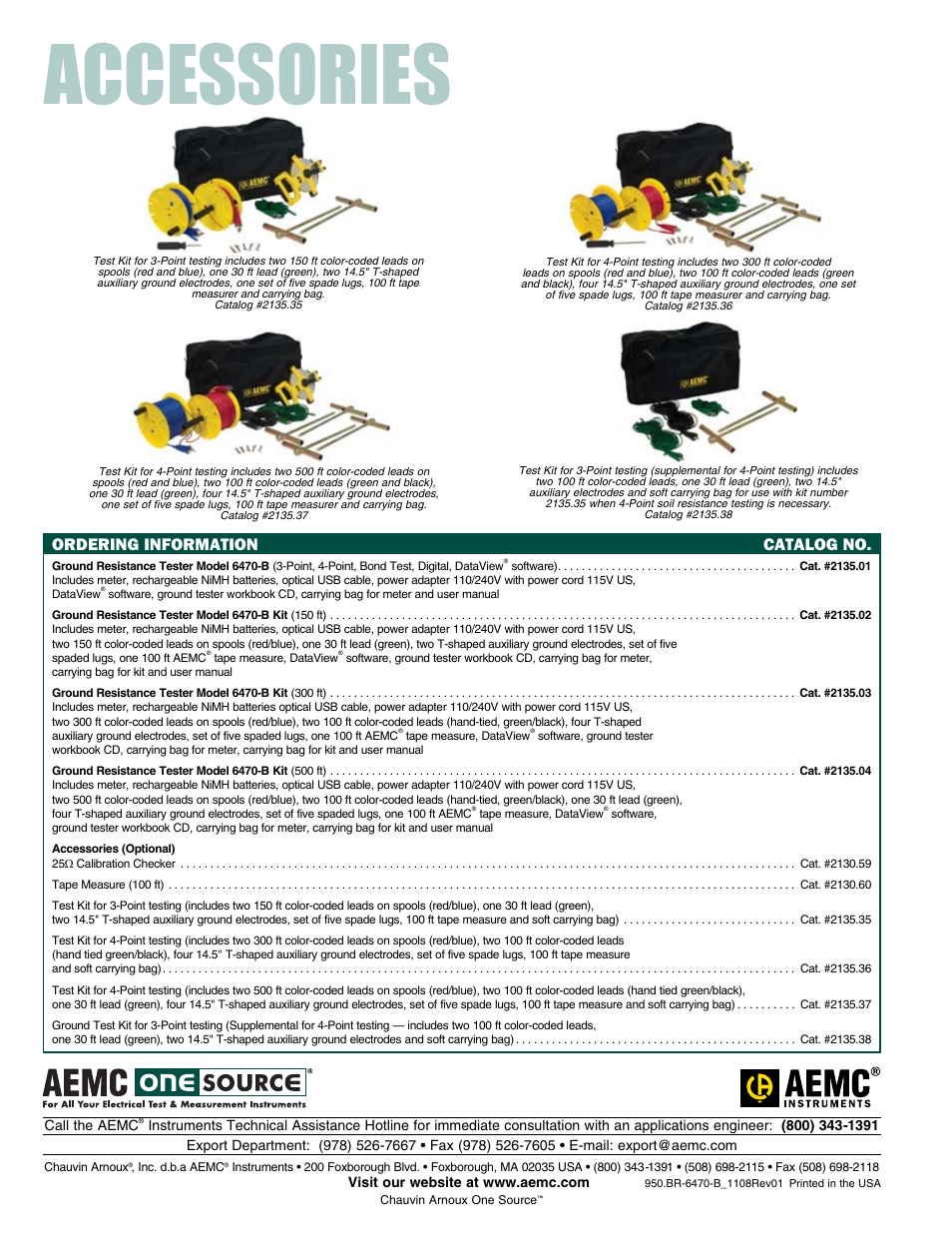 Accessories, Ordering information catalog no | Atec AEMC-6470B User Manual | Page 8 / 8