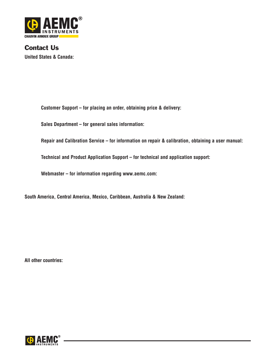 Contact us | Atec AEMC-4500 User Manual | Page 5 / 5