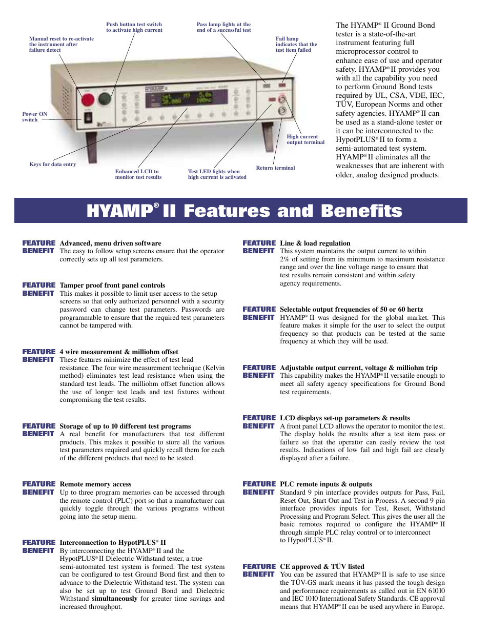 Hyamp, Ii features and benefits | Atec Associated-Research-5030DT User Manual | Page 2 / 4