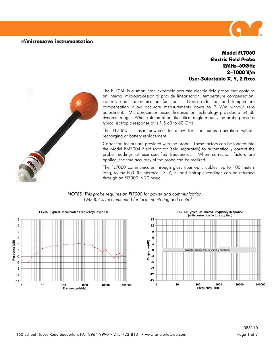 Atec AmplifierResearch_FL7060 User Manual | 2 pages