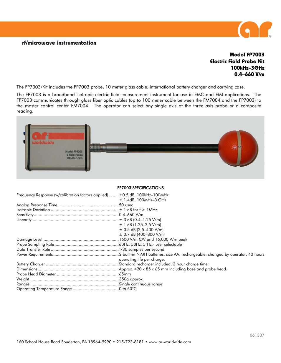 Atec AmplifierResearch_FP7003-Kit User Manual | 1 page