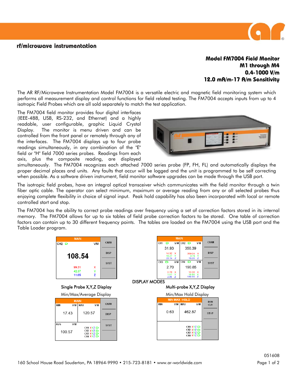 Atec Amplifier-Research-FM7004 User Manual | 2 pages