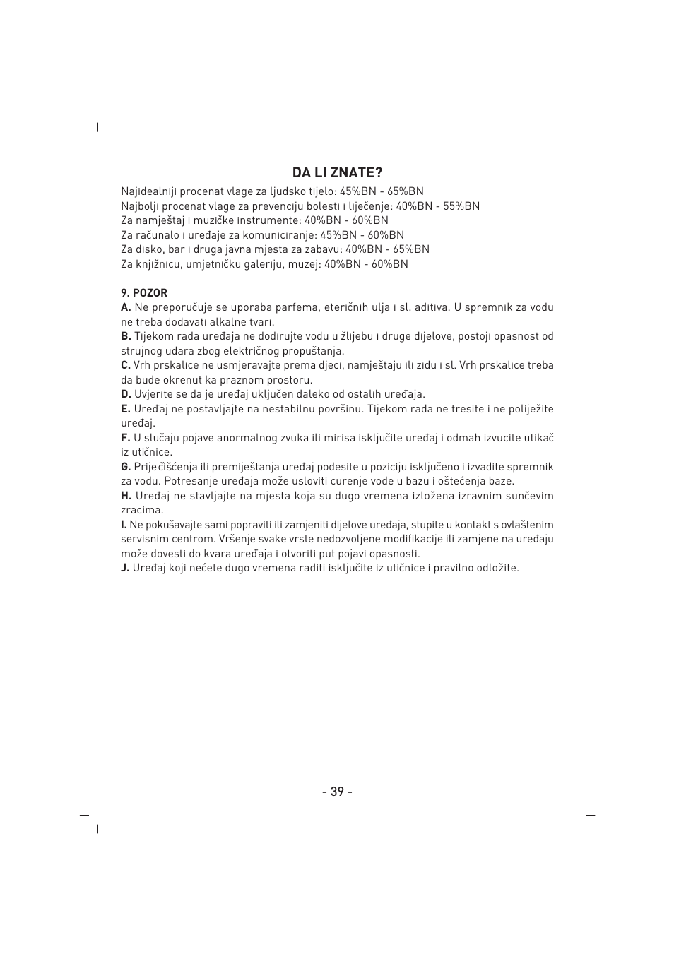 Da li znate | SINBO SAH 6109 User Manual | Page 40 / 48