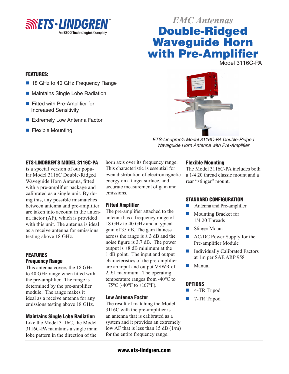 Atec ETS-Lindgren-3116C-PA User Manual | 2 pages