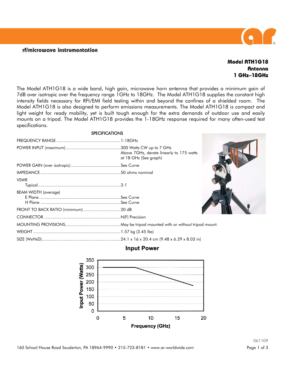 Atec Amplifier-Research-ATH1G18 User Manual | 3 pages