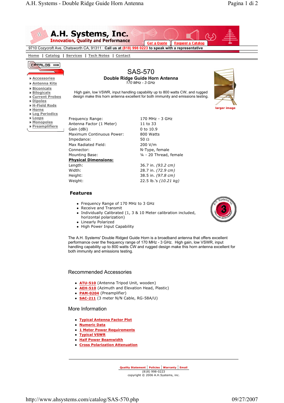 Atec AH-Systems-SAS-570 User Manual | 2 pages