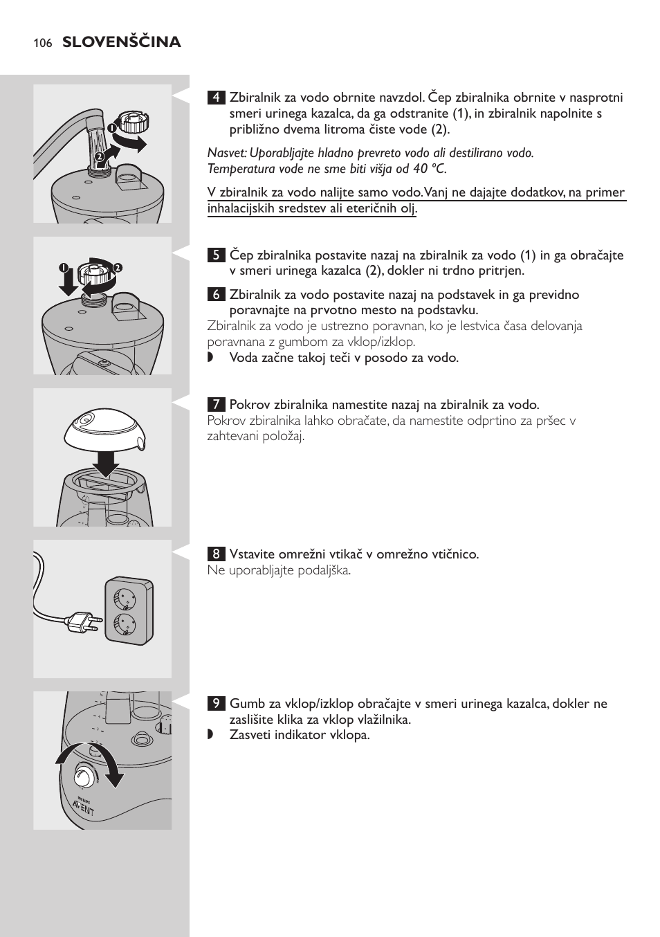 Slovenščina | Philips AVENT SCH580 User Manual | Page 106 / 126