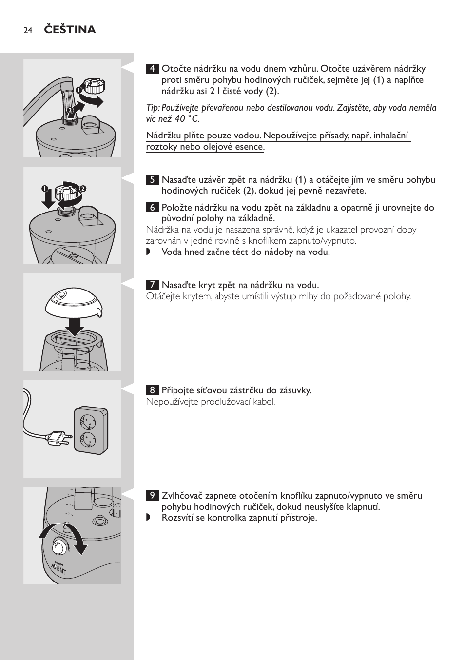 Čeština | Philips AVENT SCH580 User Manual | Page 24 / 126