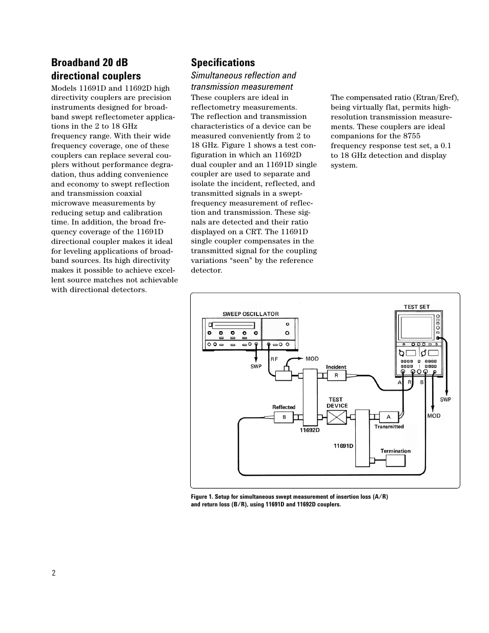 Broadband 20 db directional couplers, Specifications | Atec Agilent-11691D User Manual | Page 2 / 4