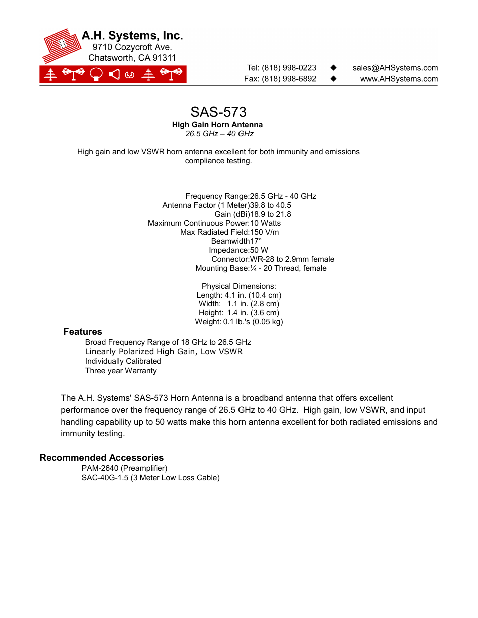 Atec AH-Systems-SAS-573 User Manual | 2 pages