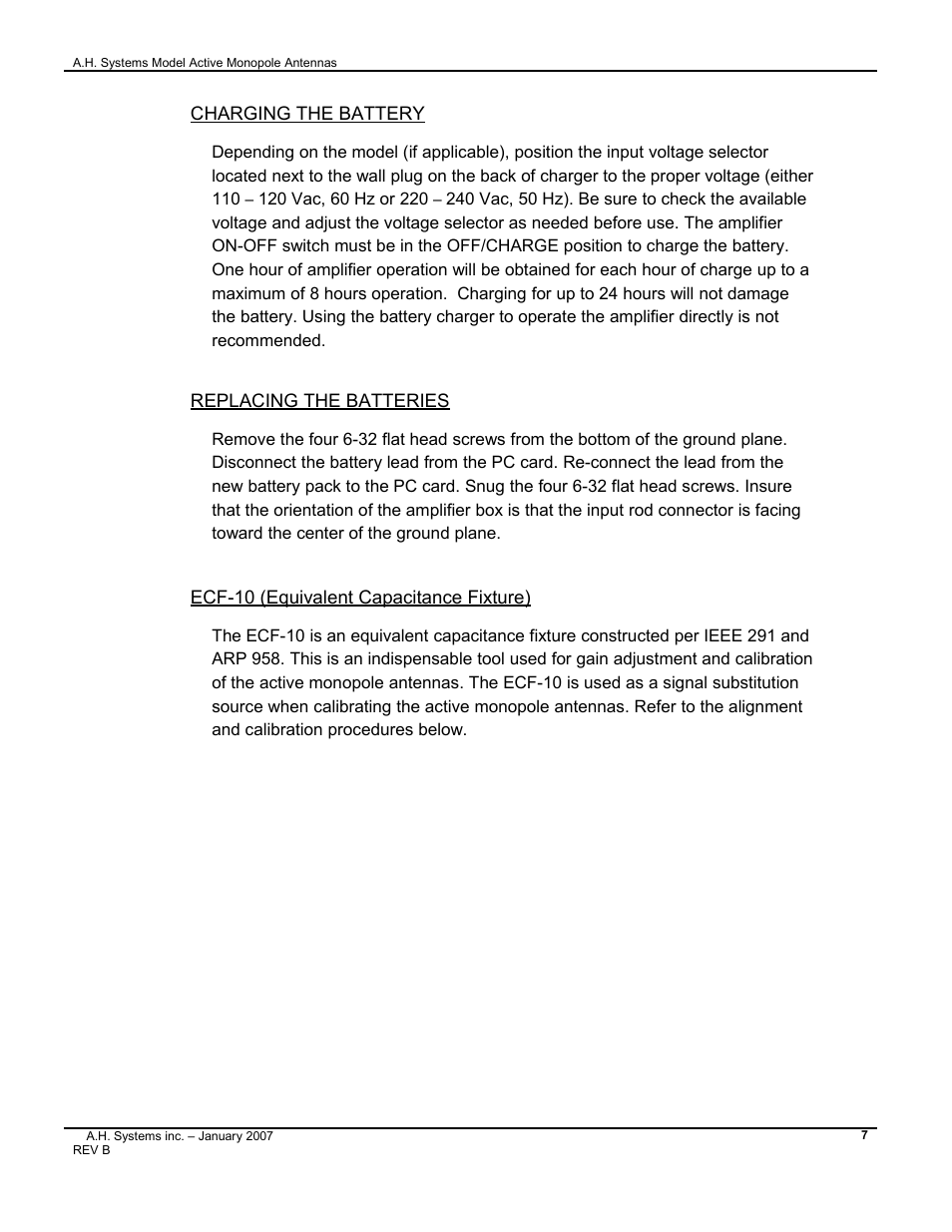 Charging the battery, Replacing the batteries | Atec AH-Systems-SAS-550-1B User Manual | Page 7 / 13