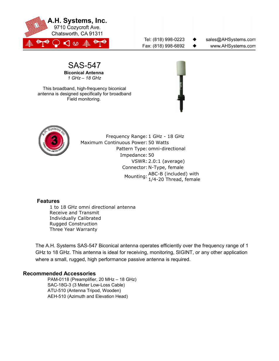 Atec AH-Systems-SAS-547 User Manual | 3 pages