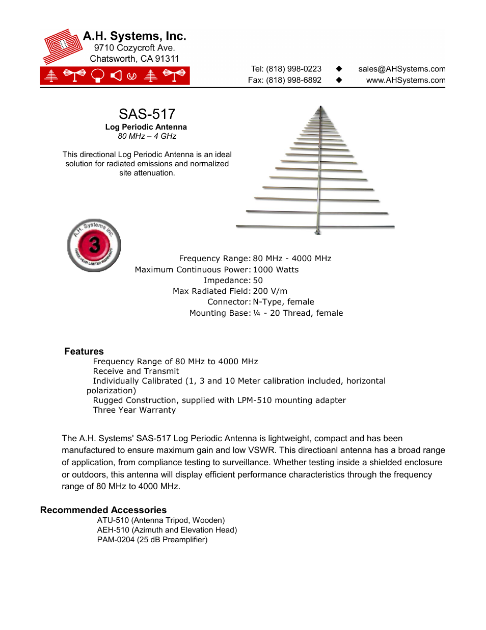 Atec AH-Systems-SAS-517 User Manual | 3 pages