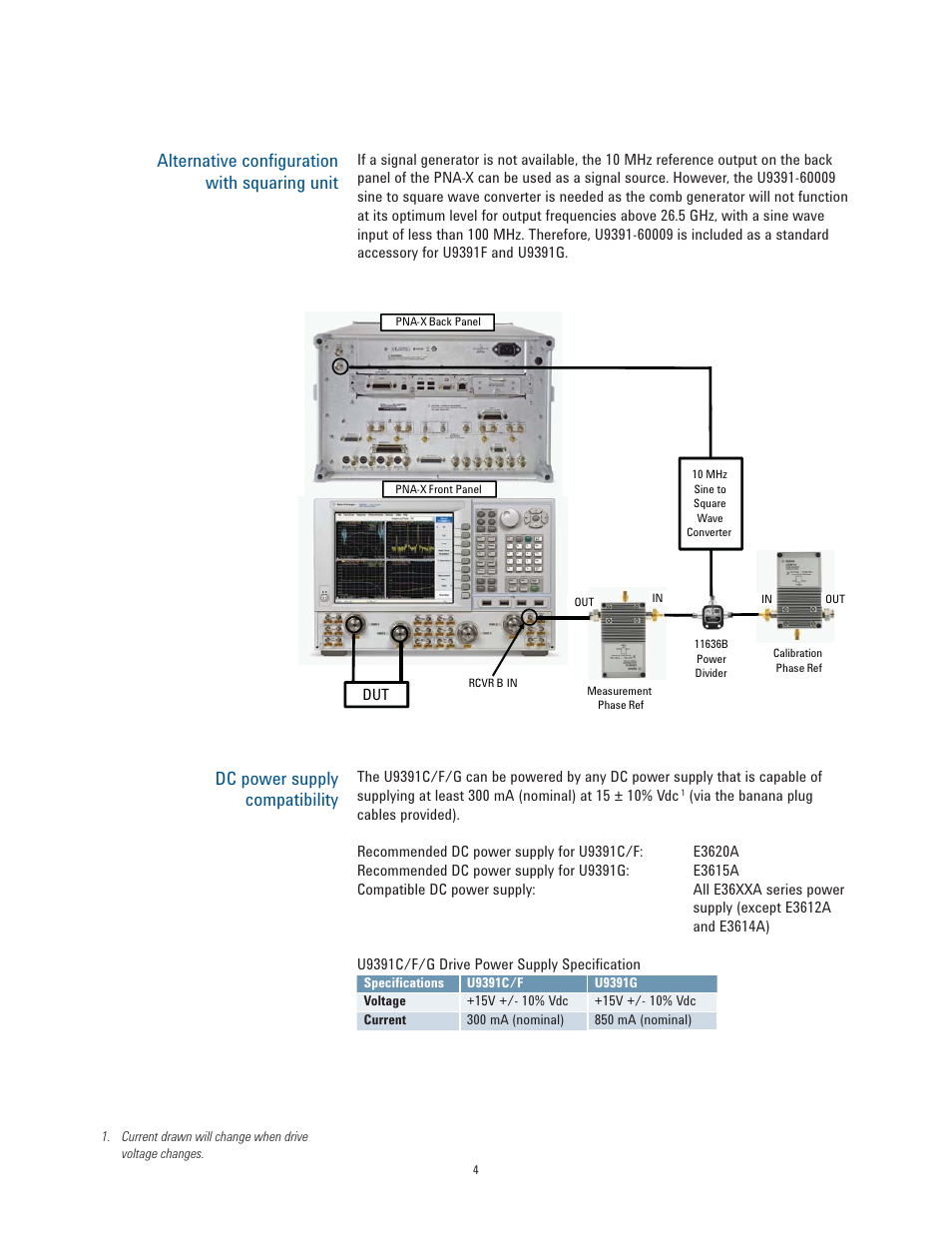 Dc power supply compatibility, Alternative configuration with squaring unit | Atec Agilent-U9391C-F-G User Manual | Page 4 / 10