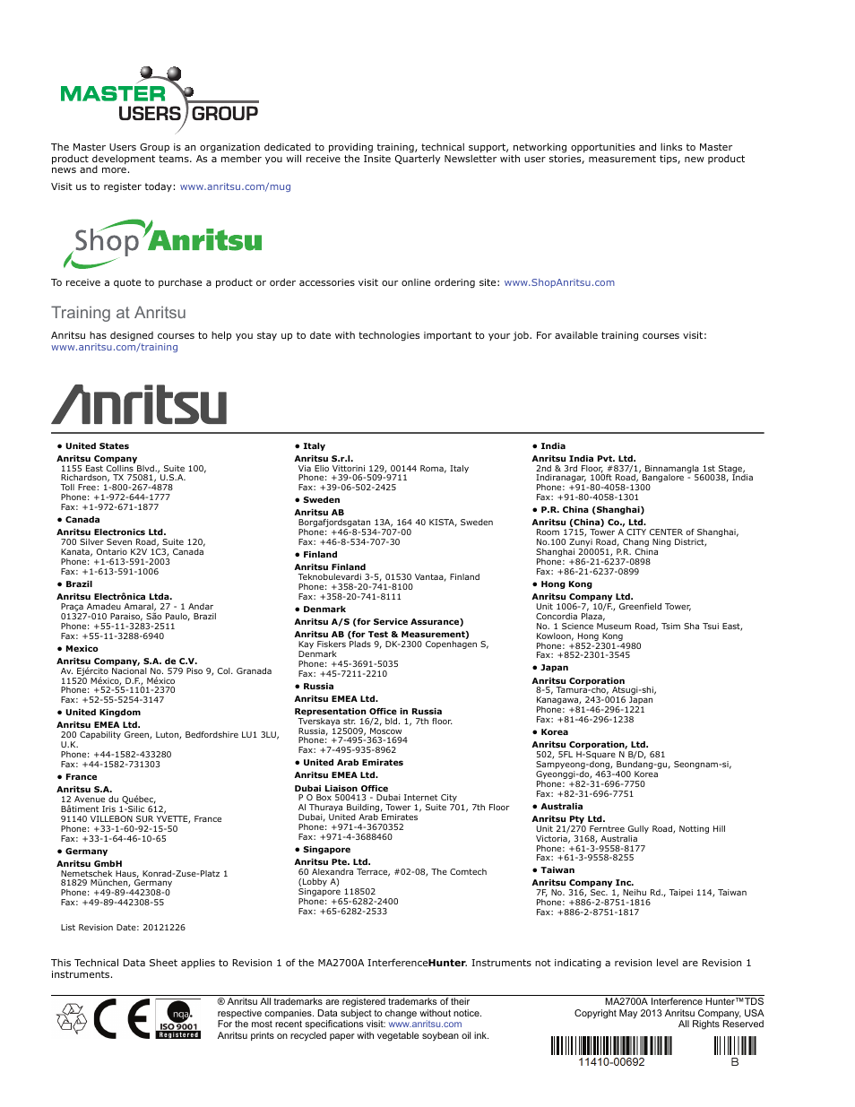 Training at anritsu | Atec Anritsu-MA2700A User Manual | Page 4 / 4