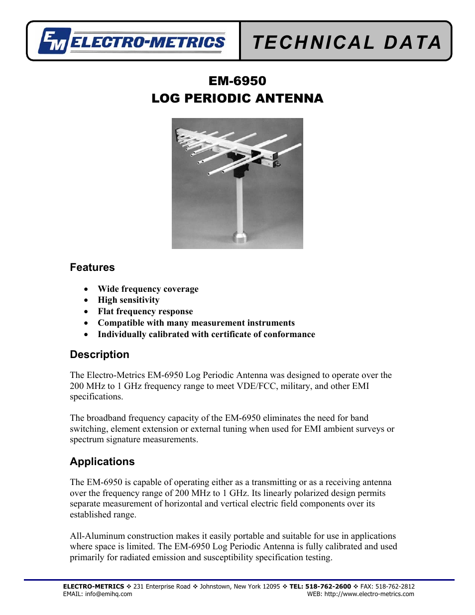 Atec Electro-Metrics-EM-6950 User Manual | 2 pages