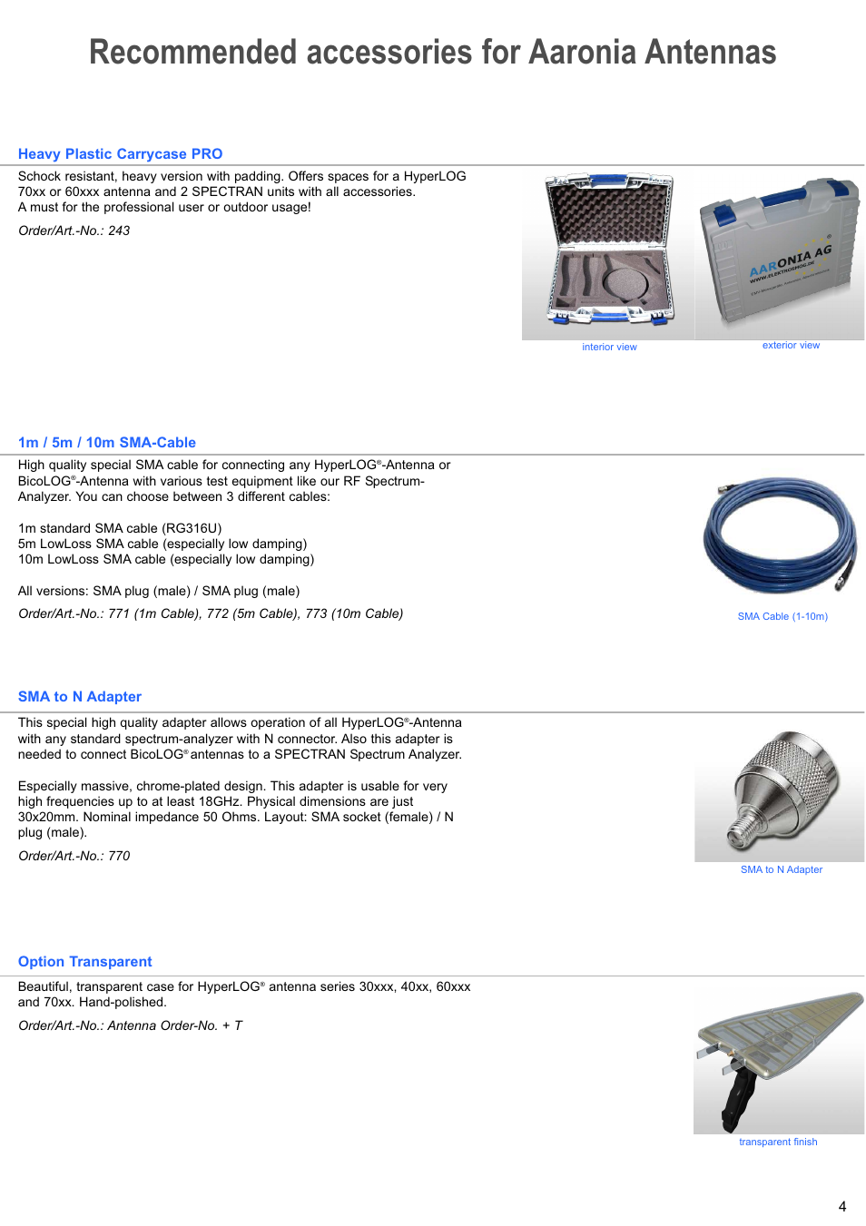 Recommended accessories for aaronia antennas | Atec Aaronic-6000 Series User Manual | Page 4 / 7