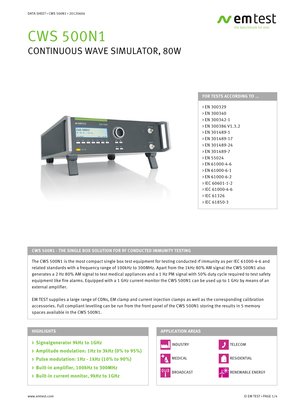 Atec EM-Test-CWS500N1 User Manual | 4 pages