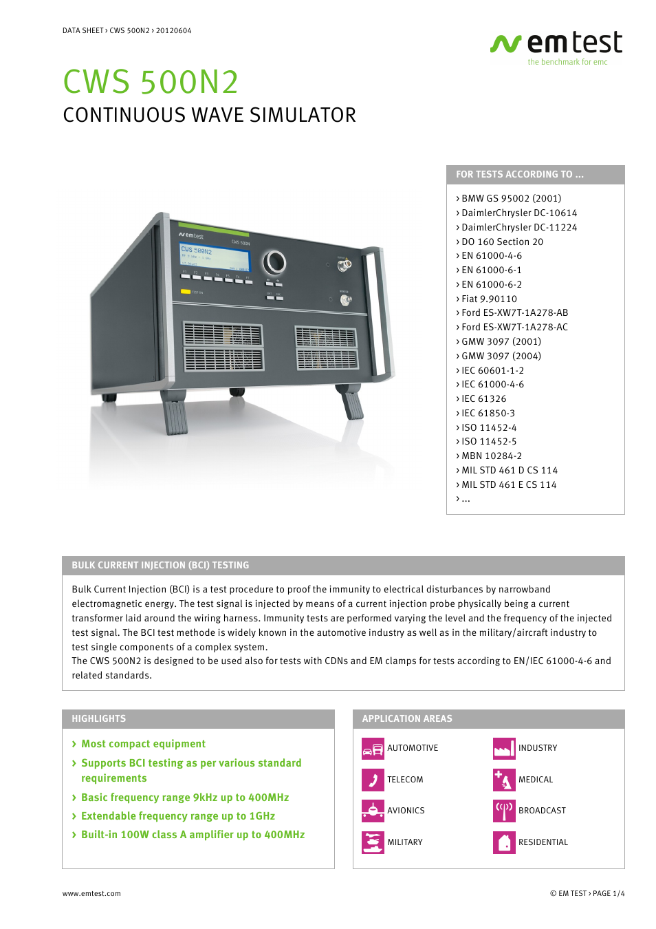 Atec EM-Test-CWS500N2 User Manual | 4 pages