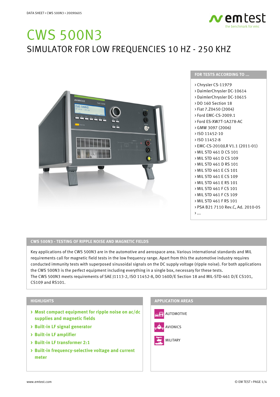 Atec EM-Test-CWS500N3 User Manual | 4 pages