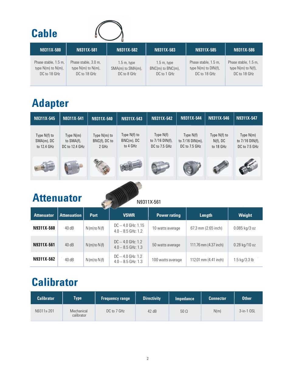 New 2, Cable, Adapter | Attenuator, Calibrator | Atec Agilent-N9311X User Manual | Page 2 / 4