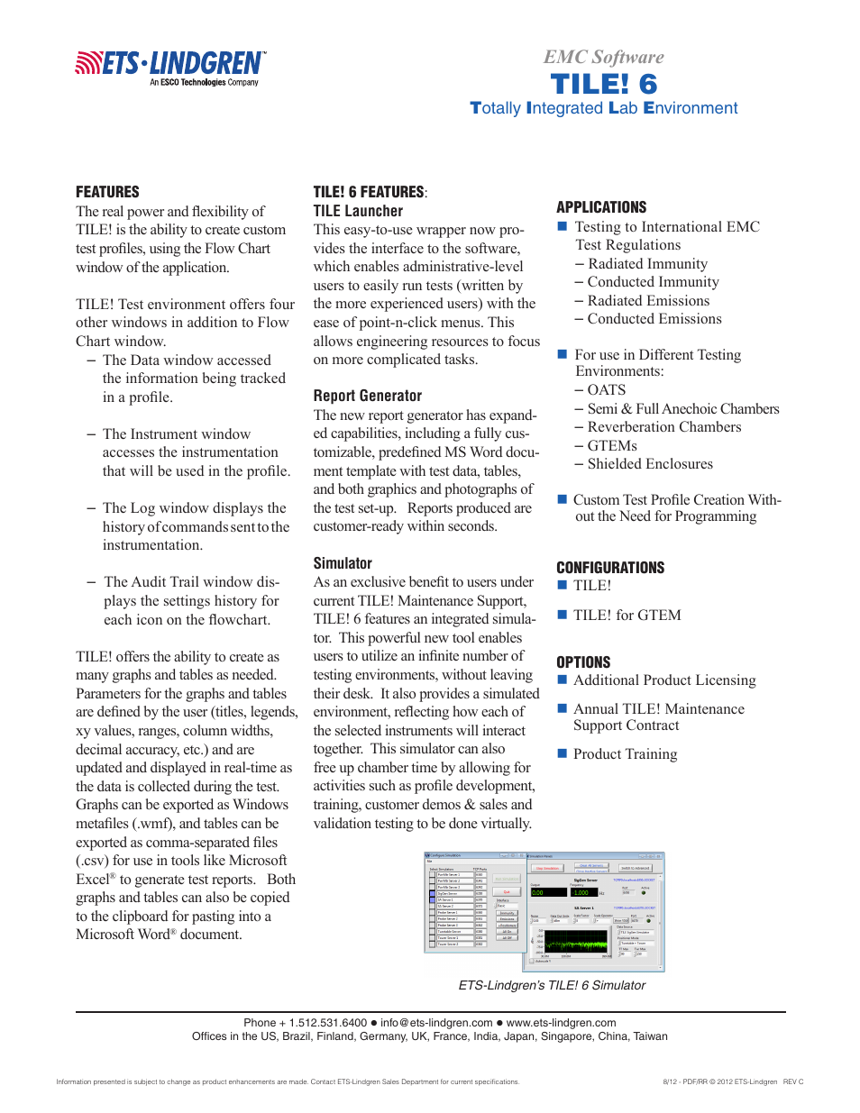 Tile! 6, Emc software | Atec ETS-Lindgren_TILE-6 User Manual | Page 2 / 2