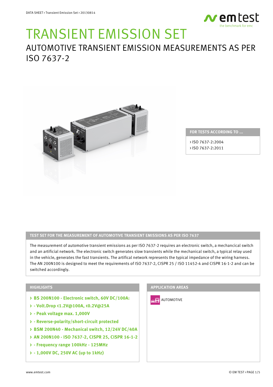 Atec EM-Test-Transient-Set User Manual | 5 pages