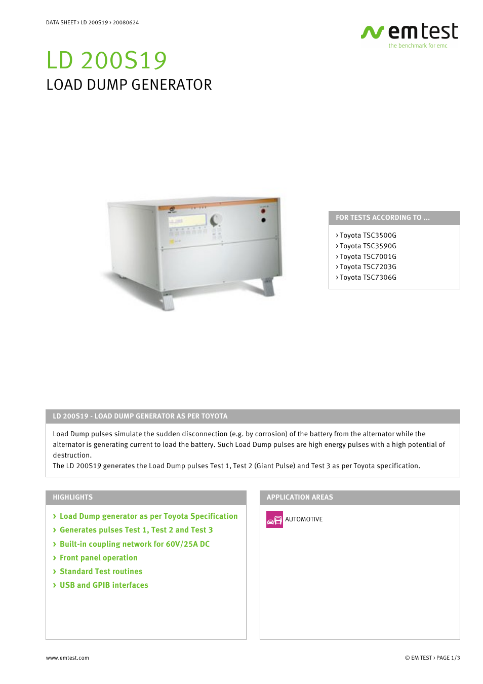 Atec EM-Test-LD200S19 User Manual | 3 pages