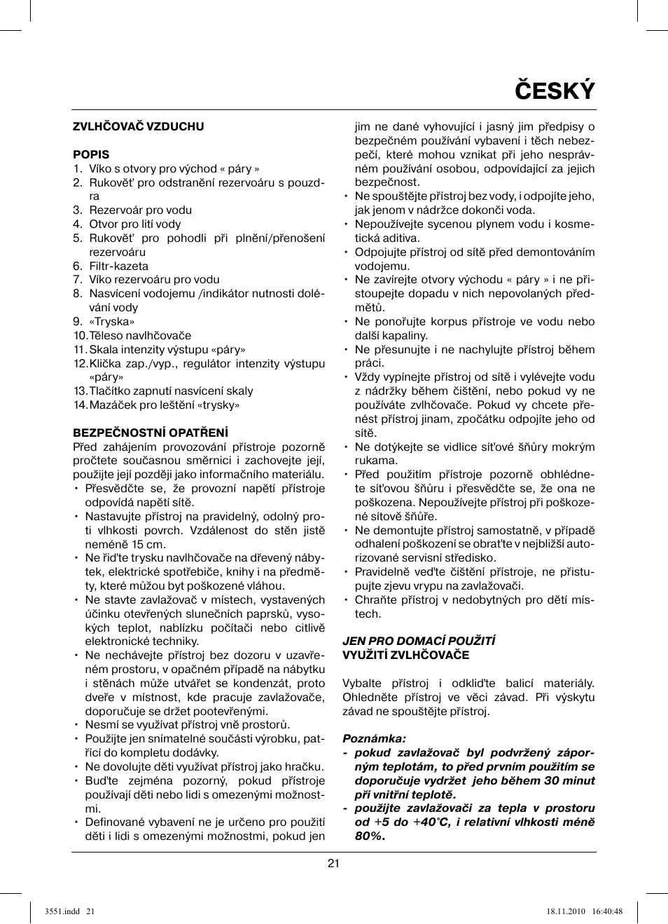 Český | MAXWELL MW-3551 SR User Manual | Page 21 / 36