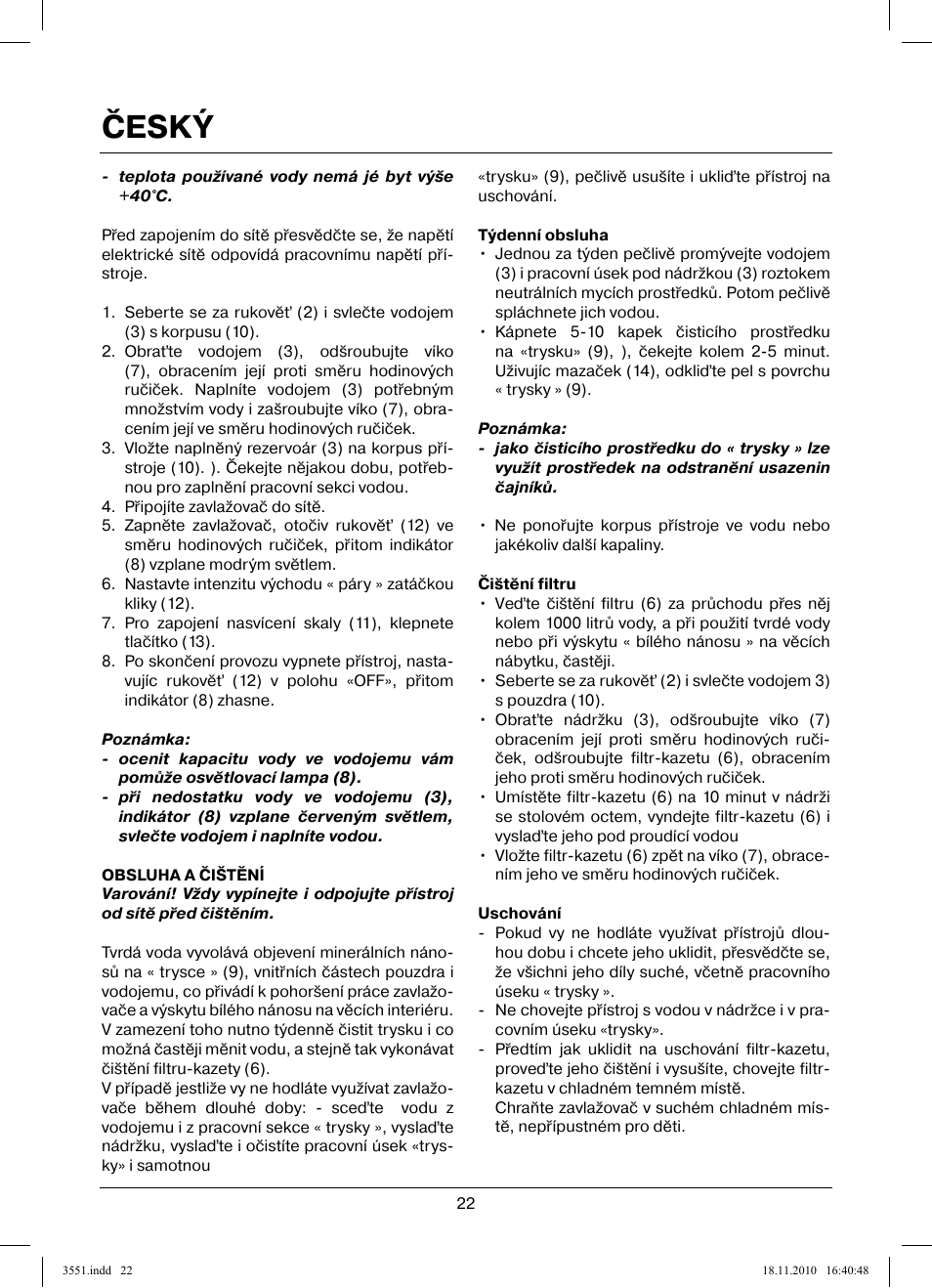 Český | MAXWELL MW-3551 SR User Manual | Page 22 / 36