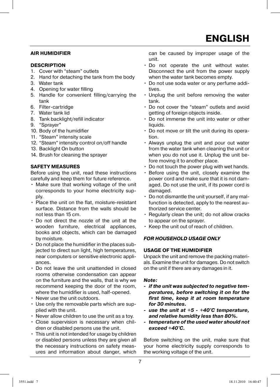 English | MAXWELL MW-3551 SR User Manual | Page 7 / 36