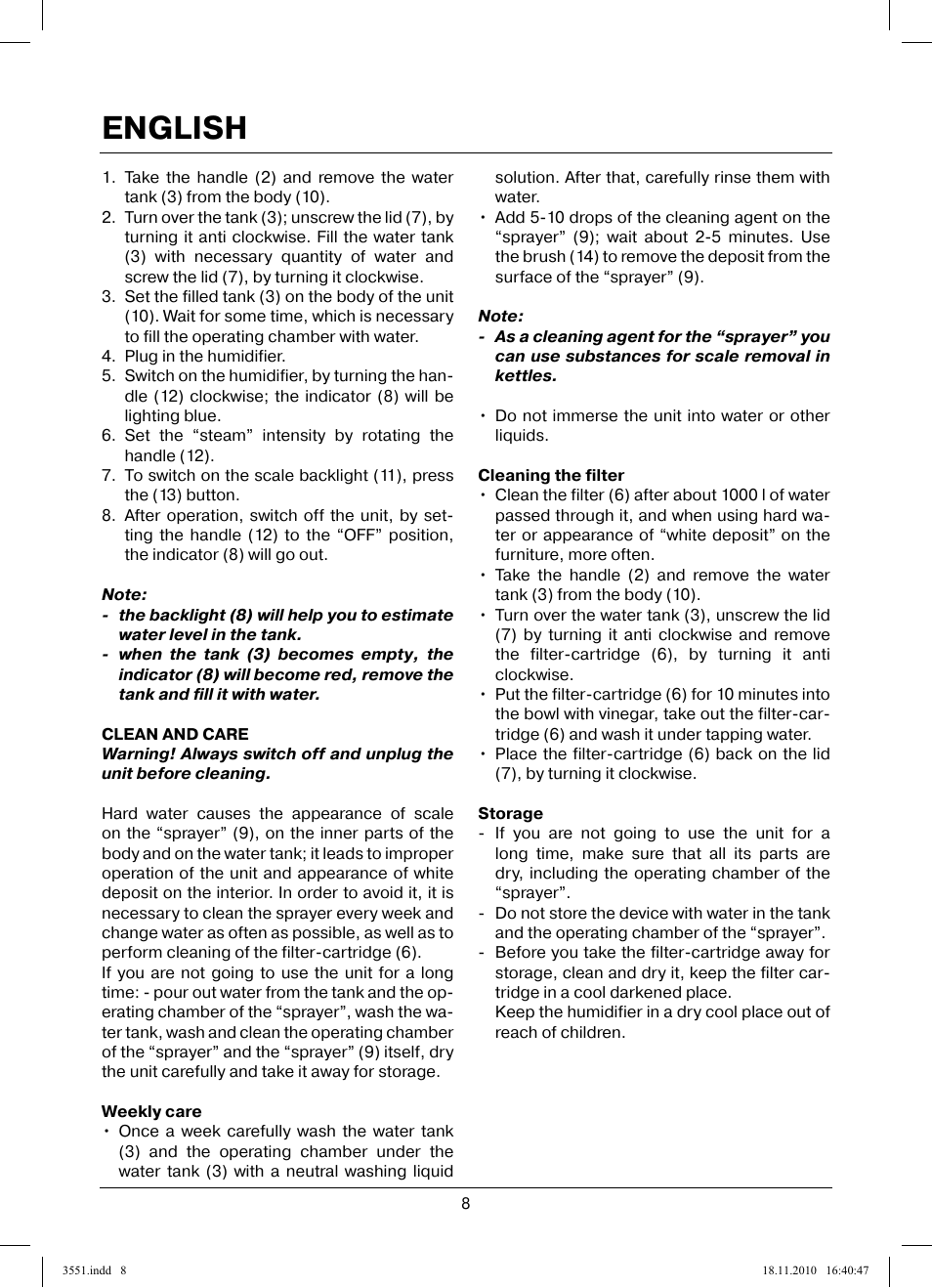 English | MAXWELL MW-3551 SR User Manual | Page 8 / 36