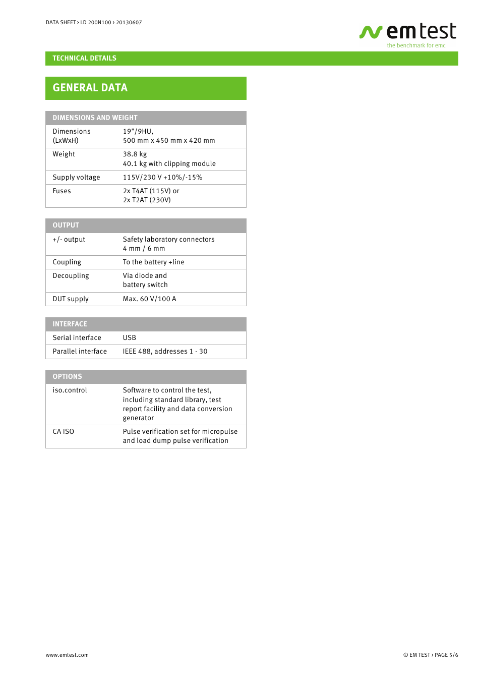 General data | Atec EM-Test-LD200N100 User Manual | Page 5 / 6