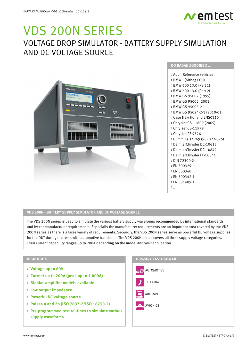 Atec EM-Test-VDS200N User Manual | 5 pages