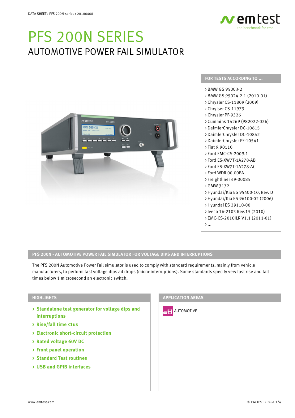 Atec EM-Test-PFS200N User Manual | 4 pages